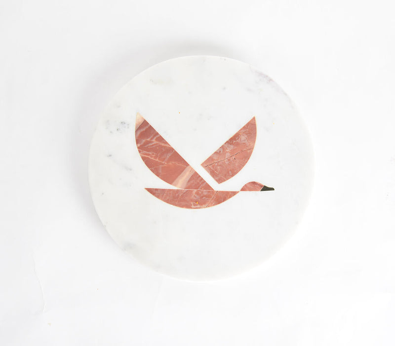 Bird Inlay Marble Cheese board