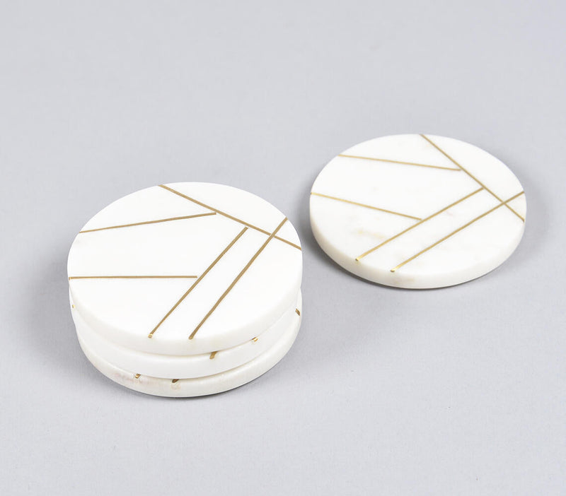 Brass inlaid Marble Coasters (set of 4)