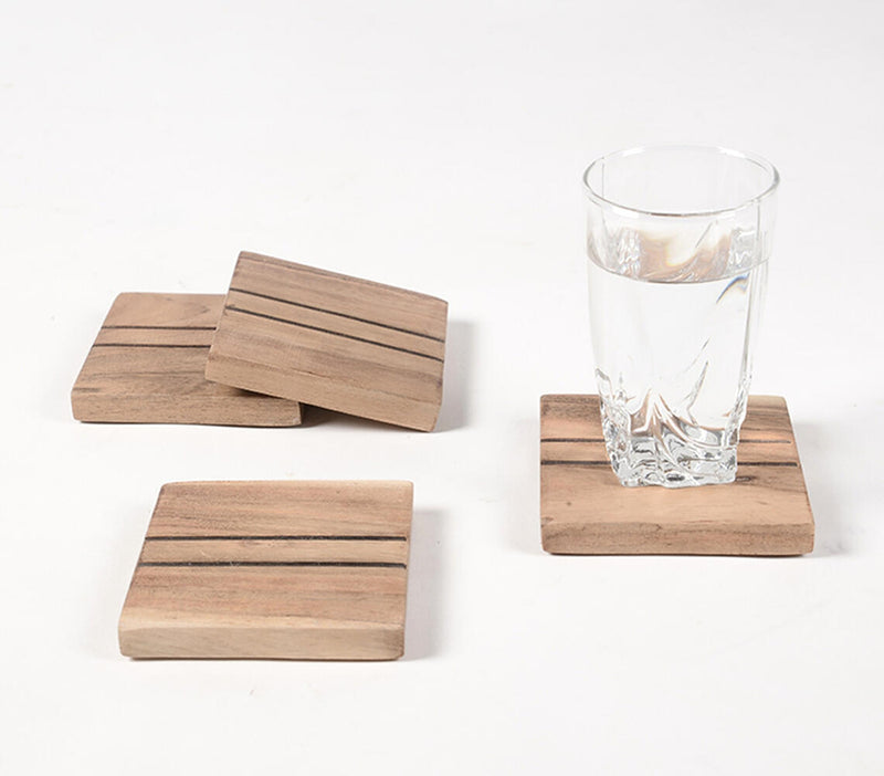 Hand Cut Wooden Coasters (set of 4)