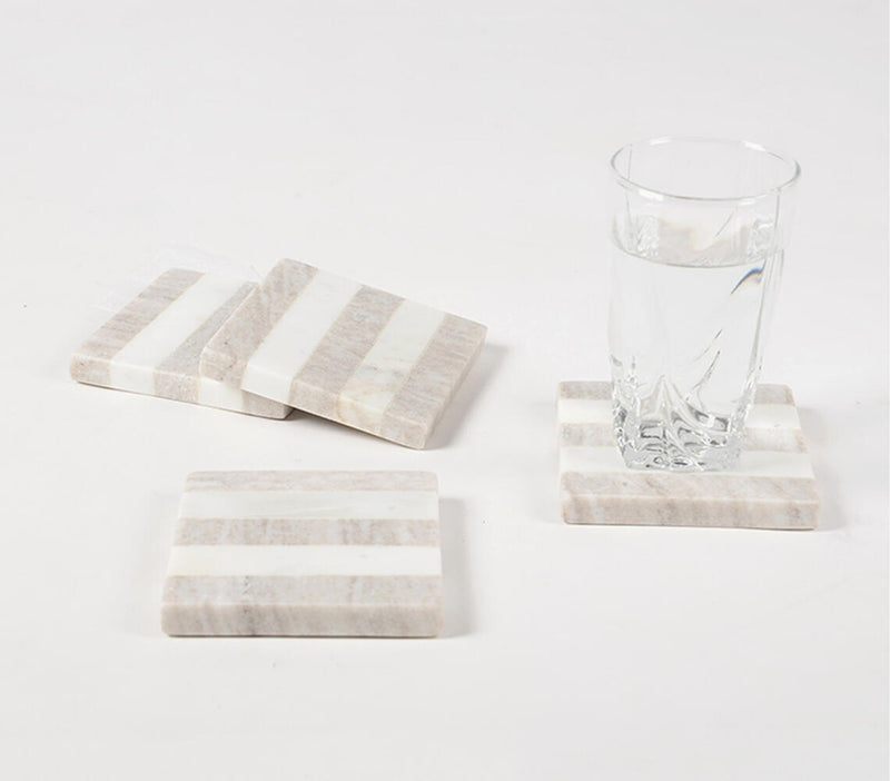 Hand Cut Striped Marble Coasters (set of 4)
