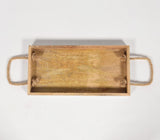 Distressed Wooden Tray with Rope handles