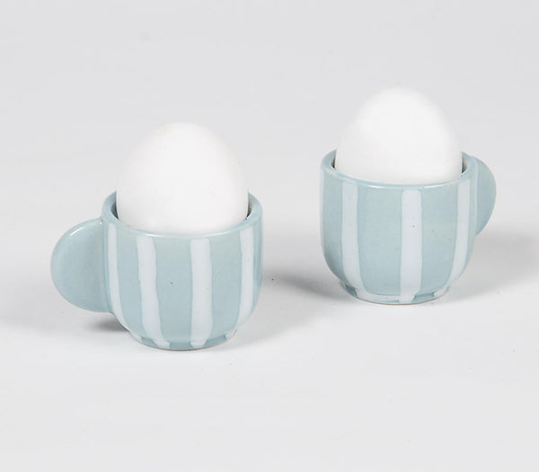 CERAMIC STRIPED EGG CUPS