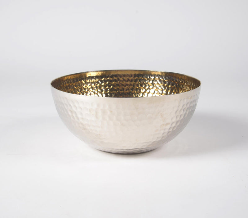 Hand Hammered Gold-Toned Aluminium Bowl