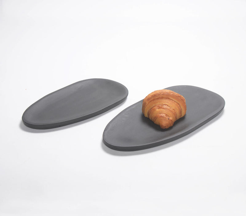 Noir Tinted Acacia Wood Oval Serving Boards (Set of 2)