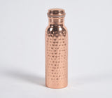 Hand Beaten Copper Water Bottle with Cleaning Brush