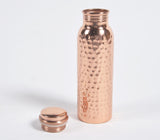 Hand Beaten Copper Water Bottle with Cleaning Brush