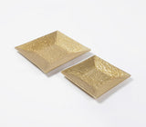 Golden Lacquered Aluminium Decorative Trays (Set of 2)