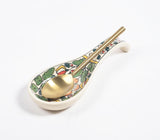 Hand Painted Vert Floral Ceramic Spoon Rest