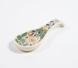 Hand Painted Vert Floral Ceramic Spoon Rest