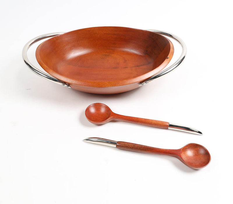 Light Mango Wood Bowl & Spoons Set