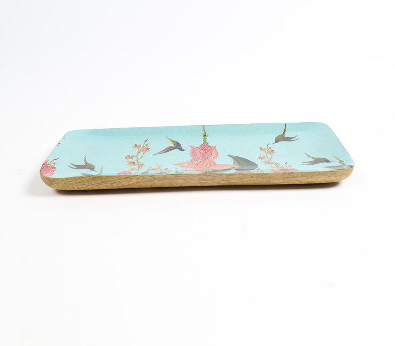 Floral Motif Enameled Wooden Tray