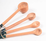 Hand Carved Neem Wood Green Measuring Spoons (set of 4)