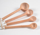 Hand Carved Neem Wood White Measuring Spoons (set of 4)