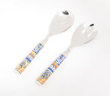 Hand Painted Ceramic & Stainless Steel Salad Servers Combo