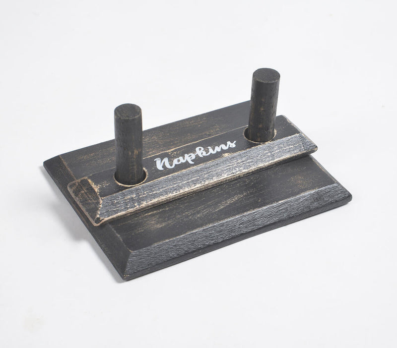Hand Cut Mango Wood Antique Napkin Holder