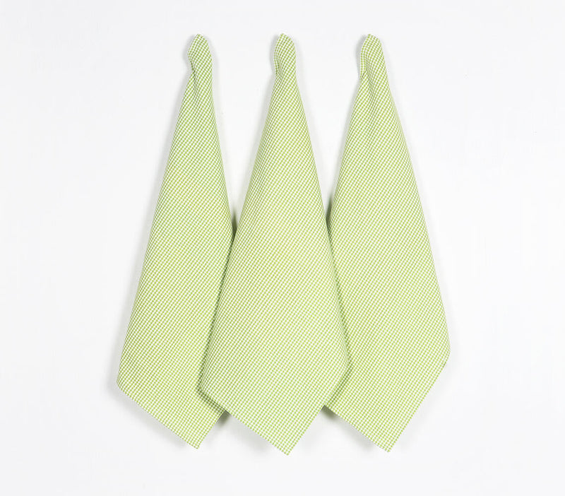 Handloom Cotton Lime Kitchen Towels (Set of 3)