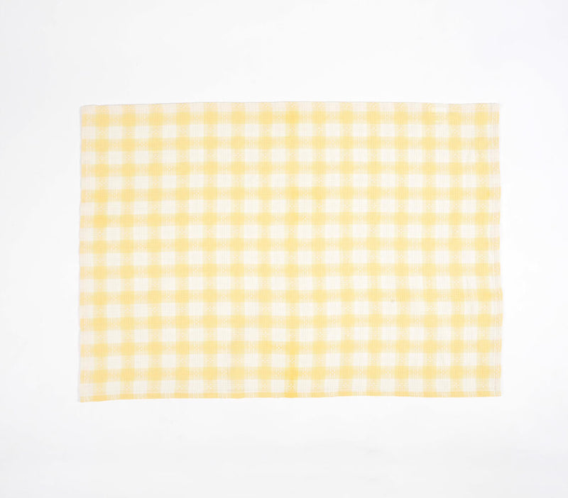 Handloom Cotton Lemon Checks Kitchen Towels (Set of 3)
