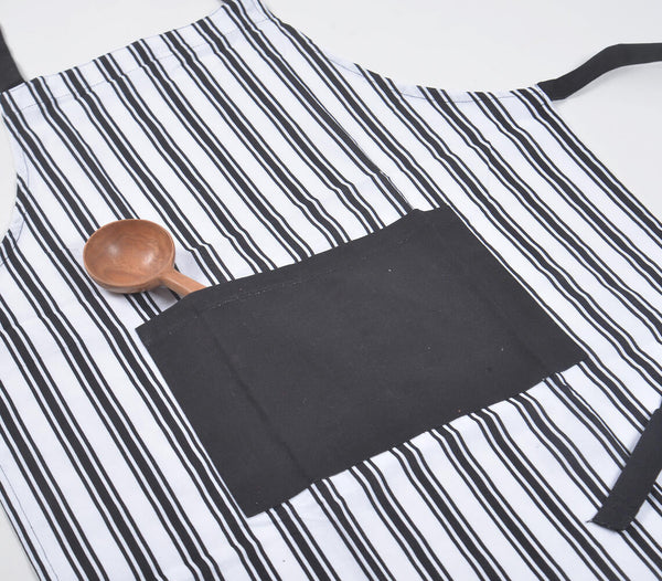 Handcrafted Striped Monochrome Cotton Apron