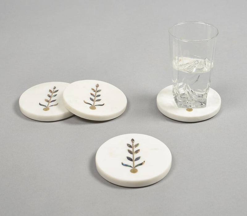 Inlaid & Hand Cut Marble Coasters (Set of 4)