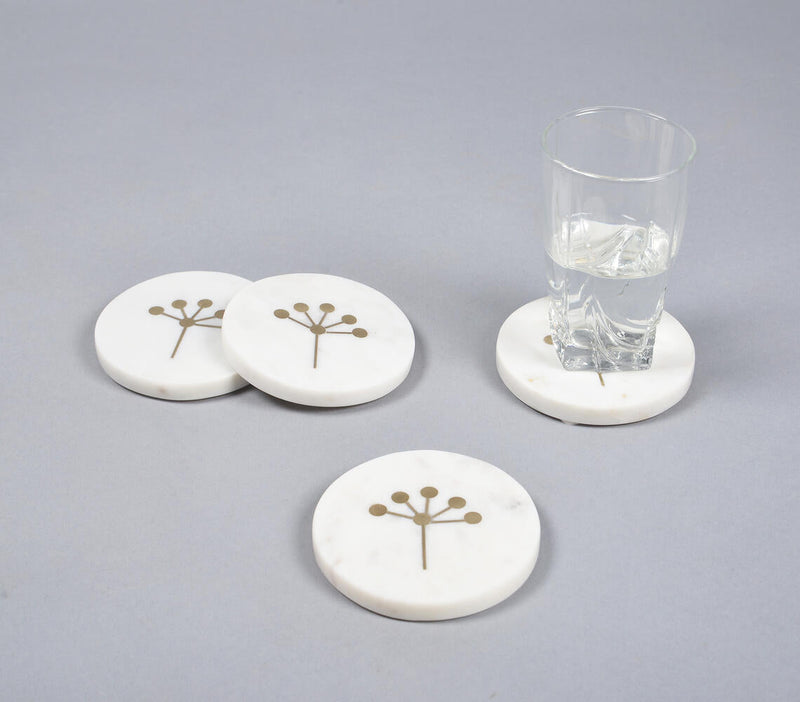Inlaid & Hand Cut Marble Coasters (Set of 4) Q