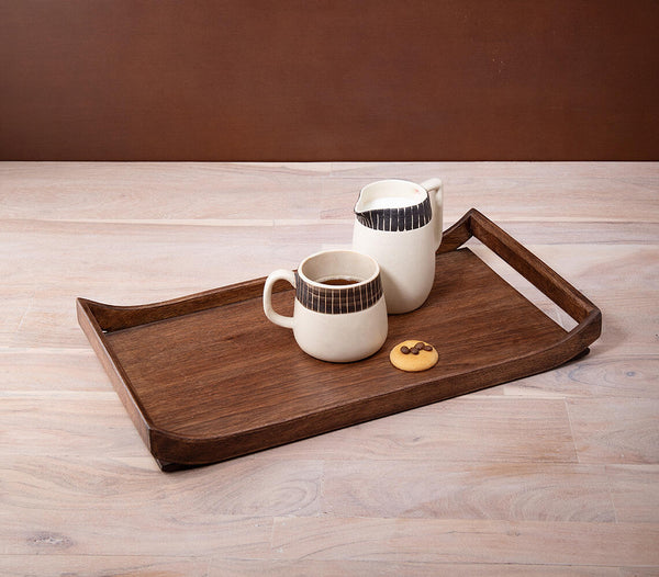 Hand Cut Wooden Brown Tray