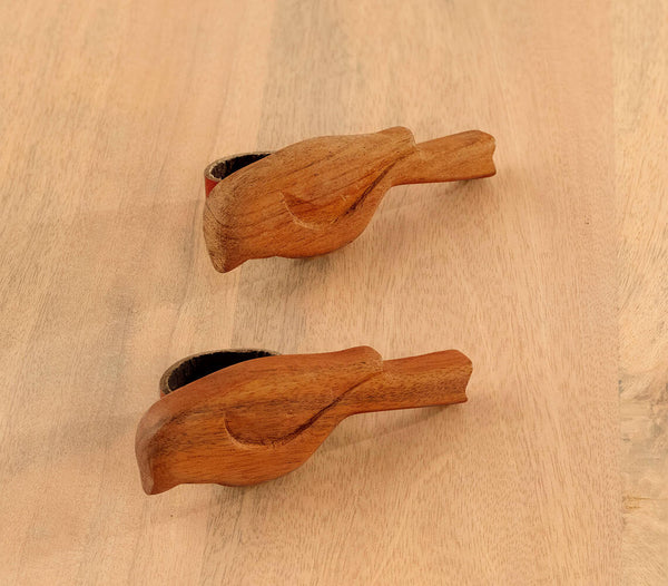 Hand Cut Mango Wood Large Bird Design Napkin Ring  (Set of 2)