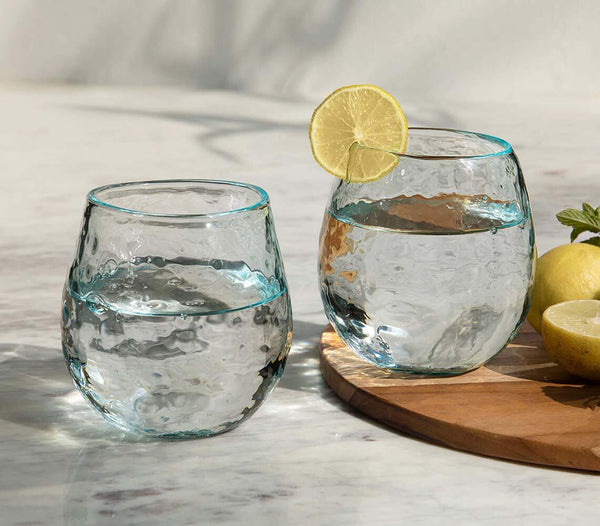 Quoise Round Glass Tumblers (Set of 2)