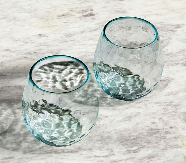 Quoise Round Glass Tumblers (Set of 2)